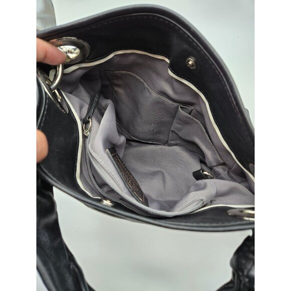 Coach L0893-13420 Op Art Shoulder Hobo Bag Black Signature - Picture 6 of 6